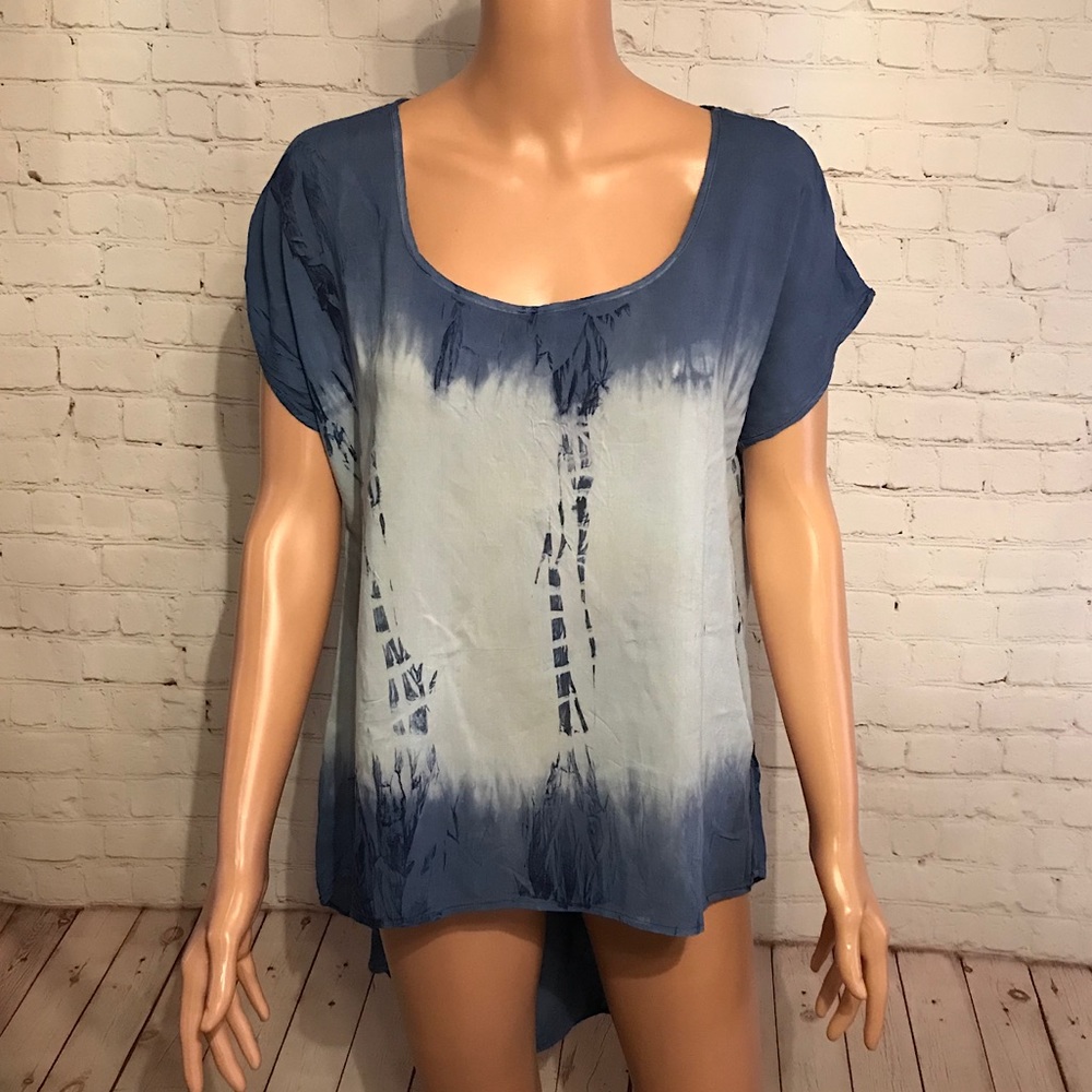 Blu Pepper blue tie die long t-shirt size large